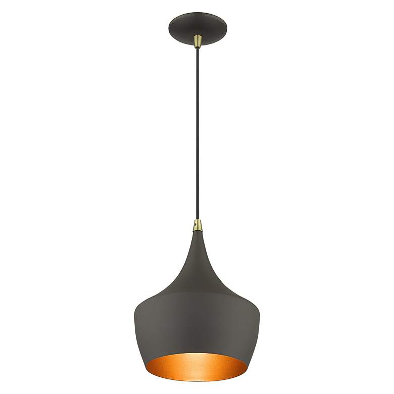 Image 5 1 Light Bronze Pendant with Antique Brass Finish Accents more views