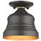 1 Light Bronze Petite Bell Semi-Flush with Gold Finish Inside