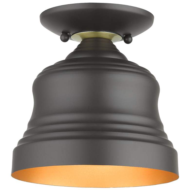 Image 1 1 Light Bronze Petite Bell Semi-Flush with Gold Finish Inside