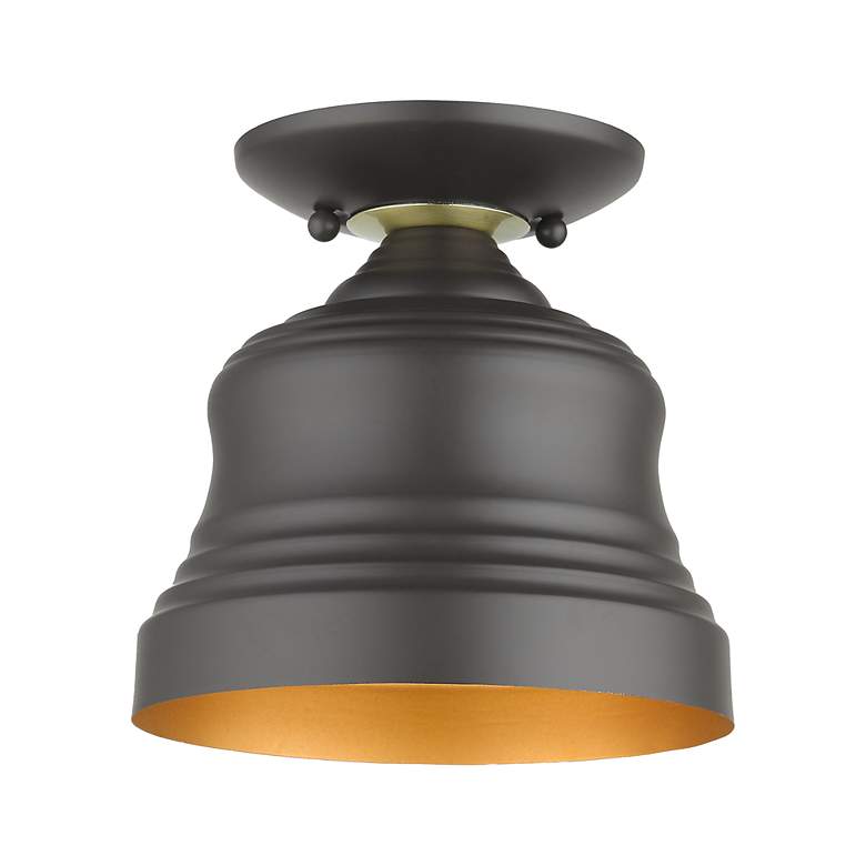 Image 3 1 Light Bronze Petite Bell Semi-Flush with Gold Finish Inside more views