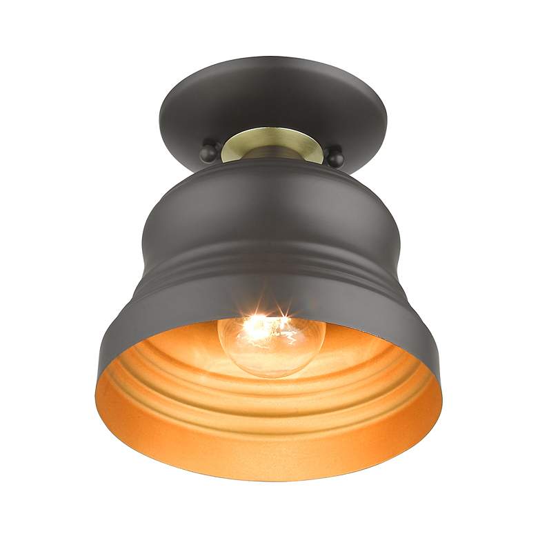 Image 5 1 Light Bronze Petite Bell Semi-Flush with Gold Finish Inside more views