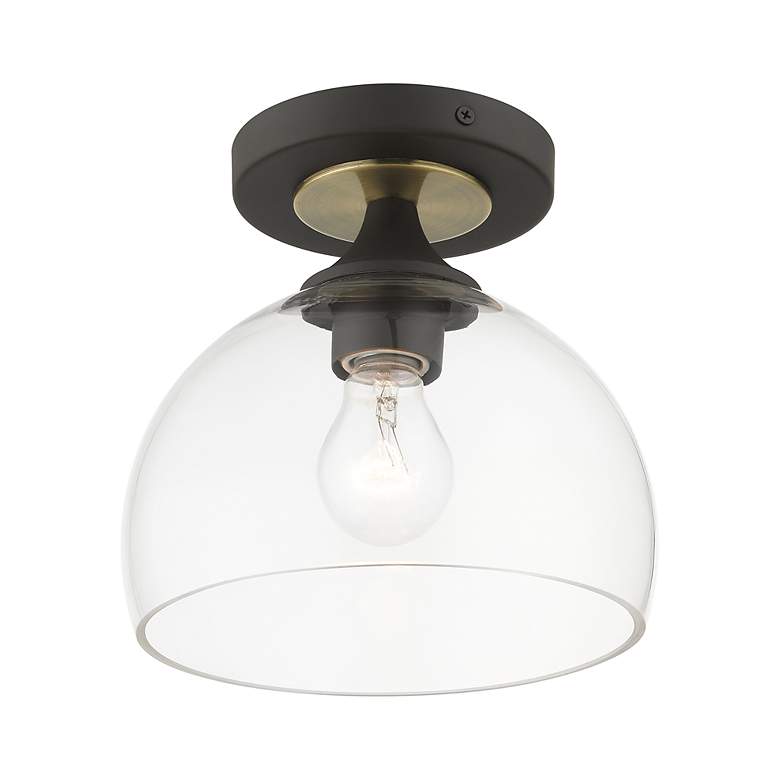 Image 4 1 Light Bronze Semi-Flush with Antique Brass Accents more views