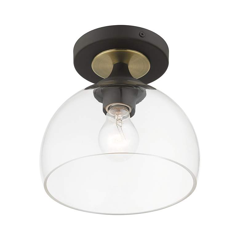 Image 5 1 Light Bronze Semi-Flush with Antique Brass Accents more views