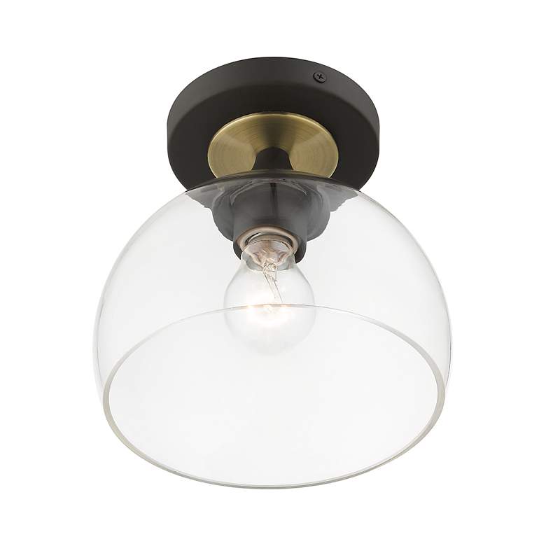 Image 6 1 Light Bronze Semi-Flush with Antique Brass Accents more views