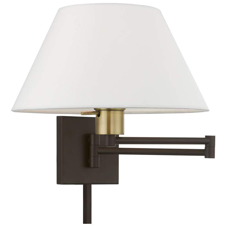 Image 2 1 Light Bronze with Antique Brass Accent Swing Arm Wall Lamp