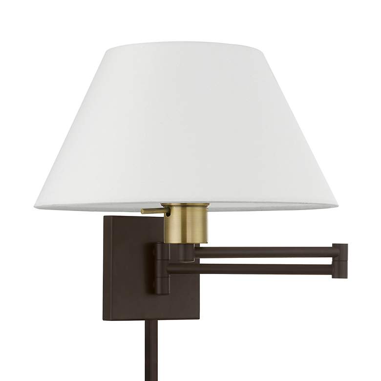 Image 3 1 Light Bronze with Antique Brass Accent Swing Arm Wall Lamp more views