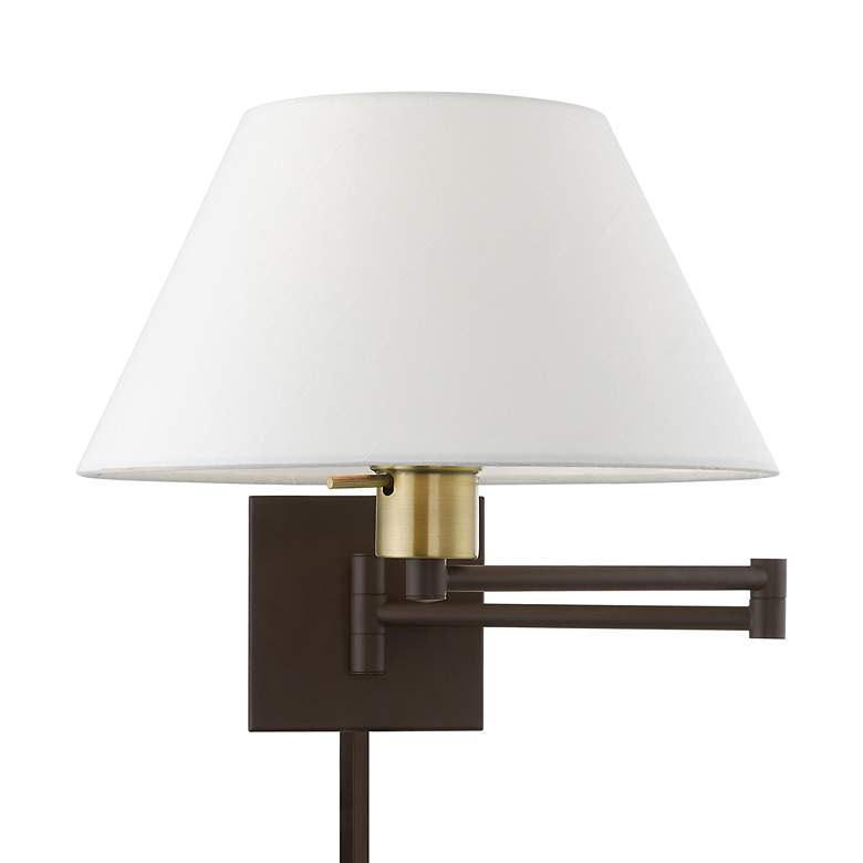 Image 4 1 Light Bronze with Antique Brass Accent Swing Arm Wall Lamp more views