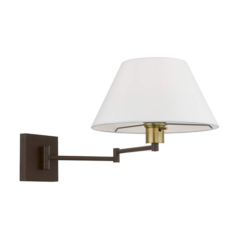 Image 5 1 Light Bronze with Antique Brass Accent Swing Arm Wall Lamp more views