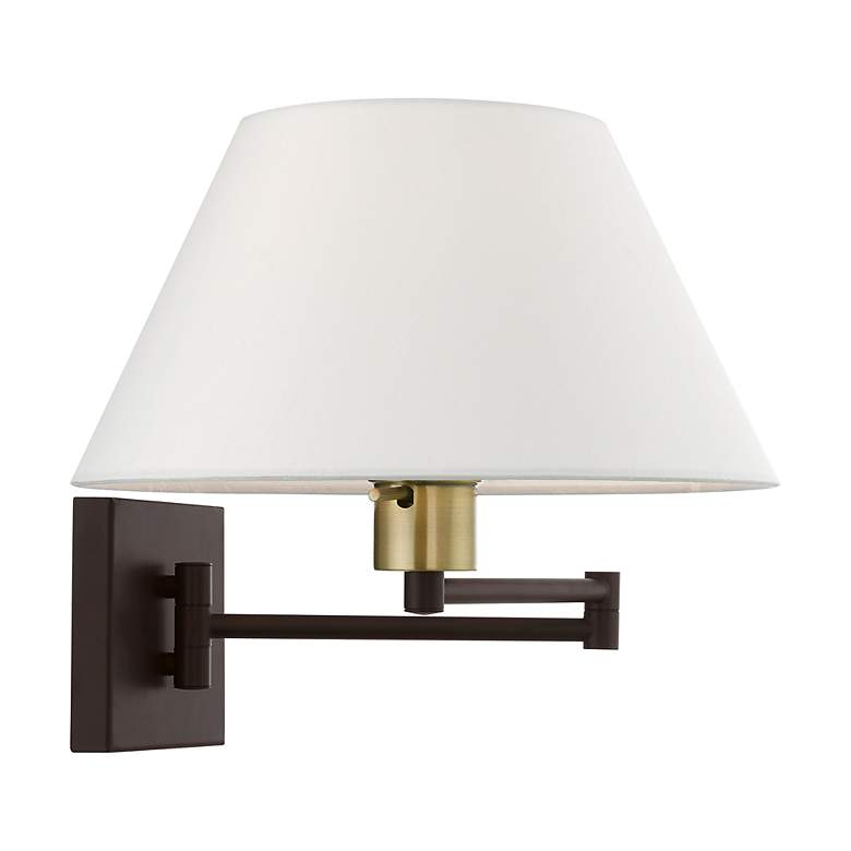 Image 6 1 Light Bronze with Antique Brass Accent Swing Arm Wall Lamp more views