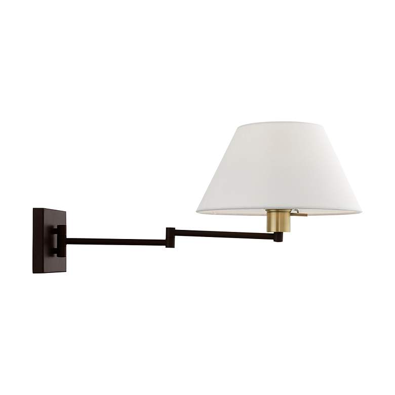 Image 7 1 Light Bronze with Antique Brass Accent Swing Arm Wall Lamp more views