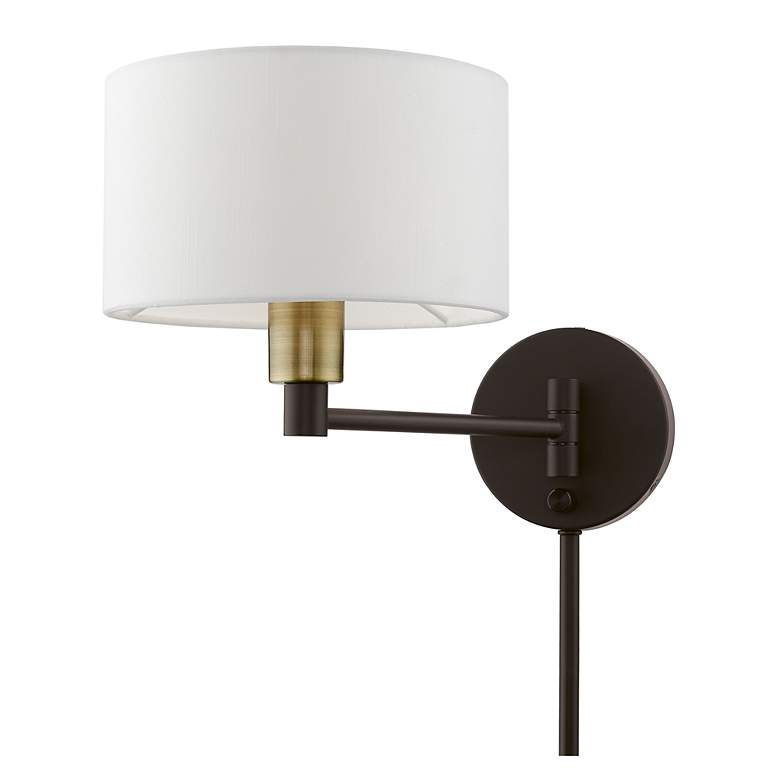 Image 5 1 Light Bronze with Antique Brass Accent Swing Arm Wall Lamp more views