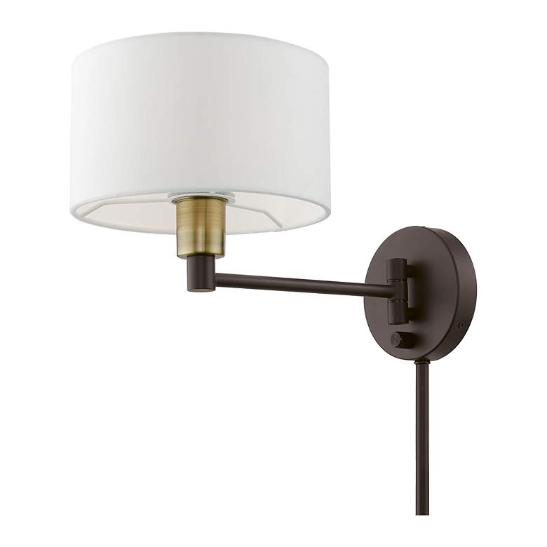 Image 7 1 Light Bronze with Antique Brass Accent Swing Arm Wall Lamp more views
