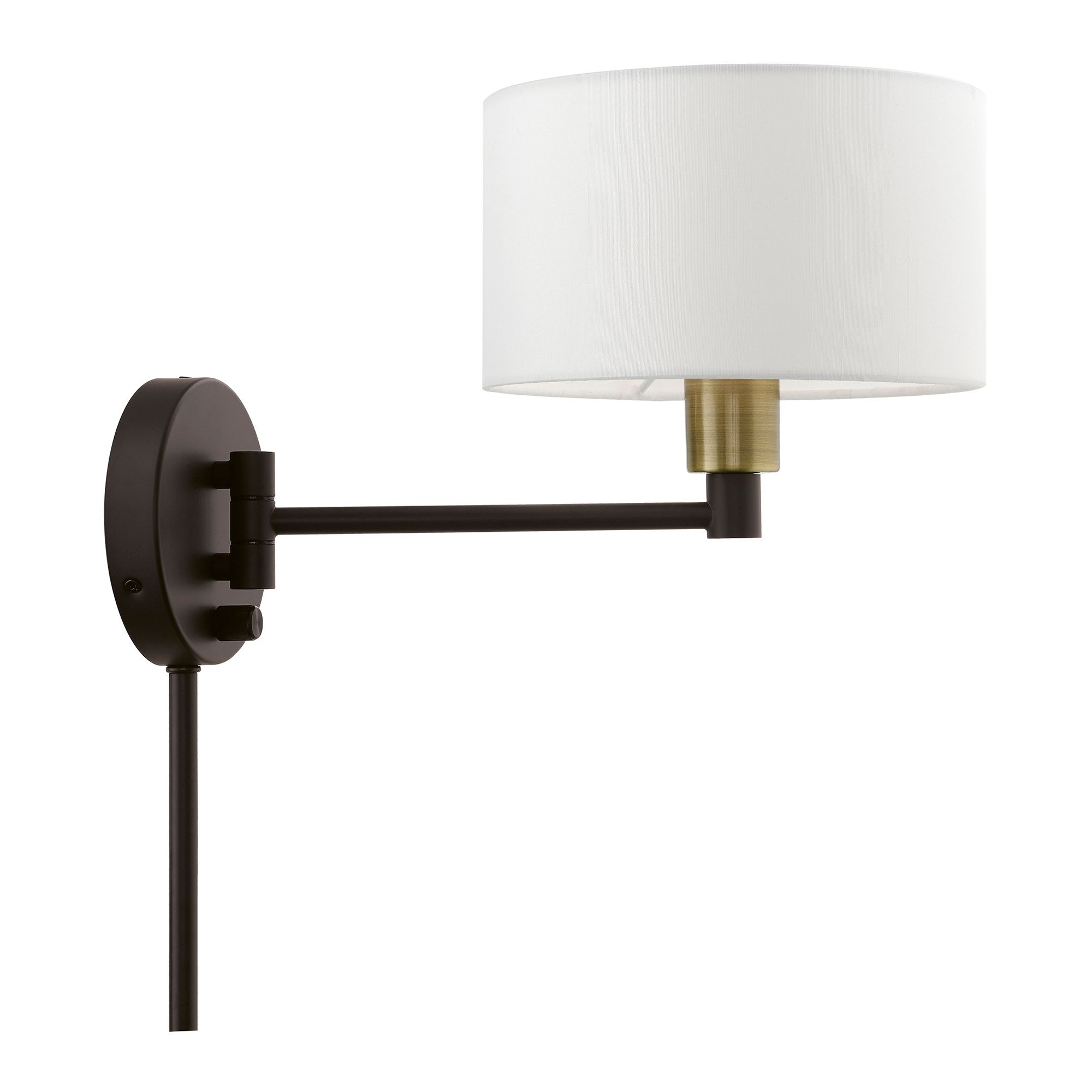 1 Light Bronze with Antique Brass Accent Swing Arm Wall Lamp