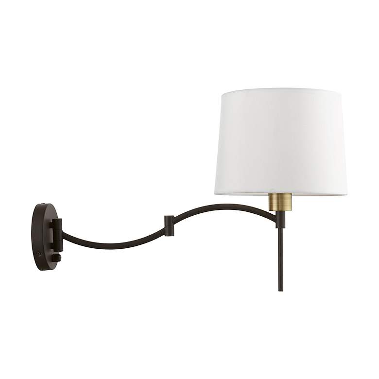 Image 6 1 Light Bronze with Antique Brass Accent Swing Arm Wall Lamp more views