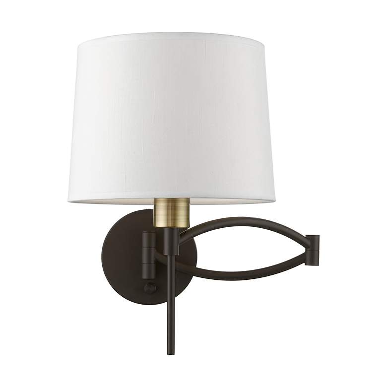 Image 7 1 Light Bronze with Antique Brass Accent Swing Arm Wall Lamp more views