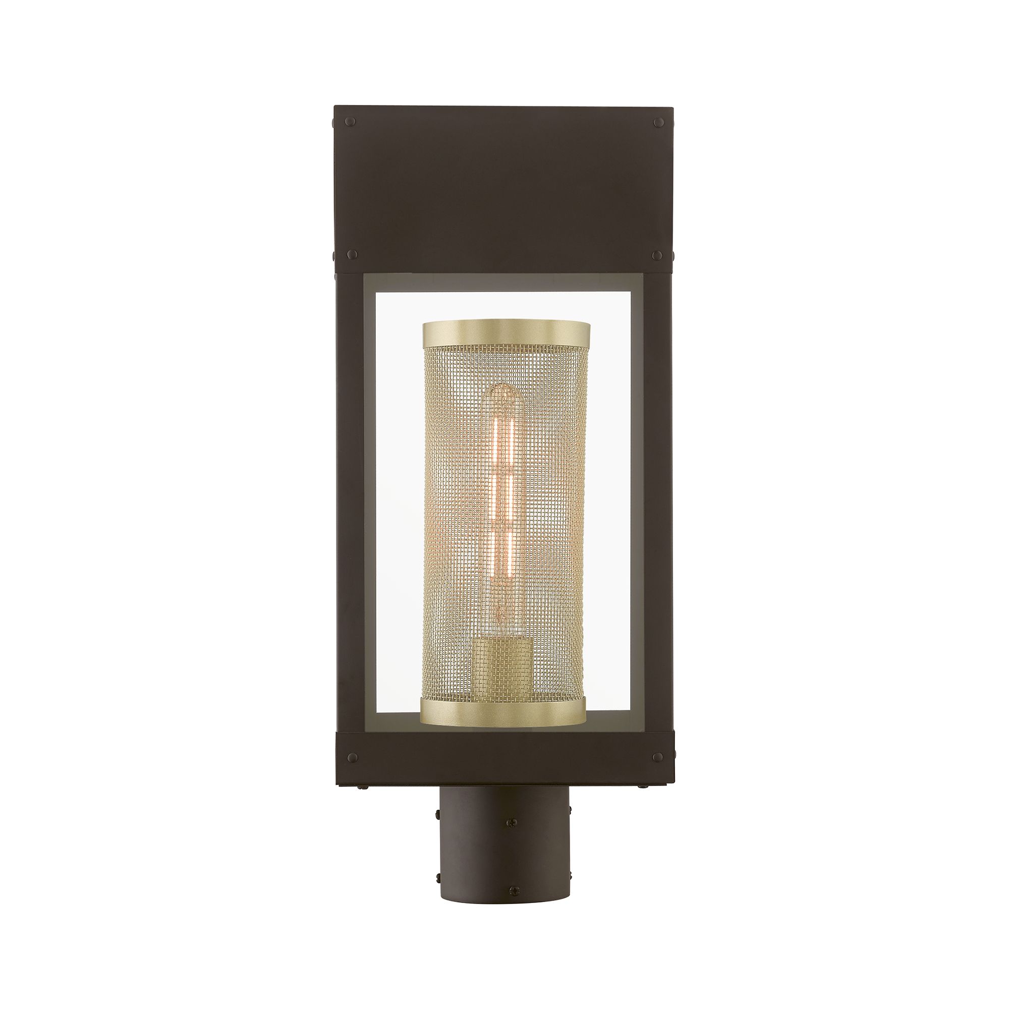Image 3 1 Light Bronze with Soft Gold Candle Outdoor Post Top Lantern more views