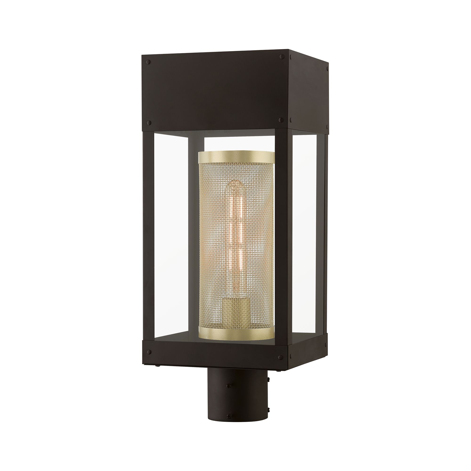 Image 4 1 Light Bronze with Soft Gold Candle Outdoor Post Top Lantern more views