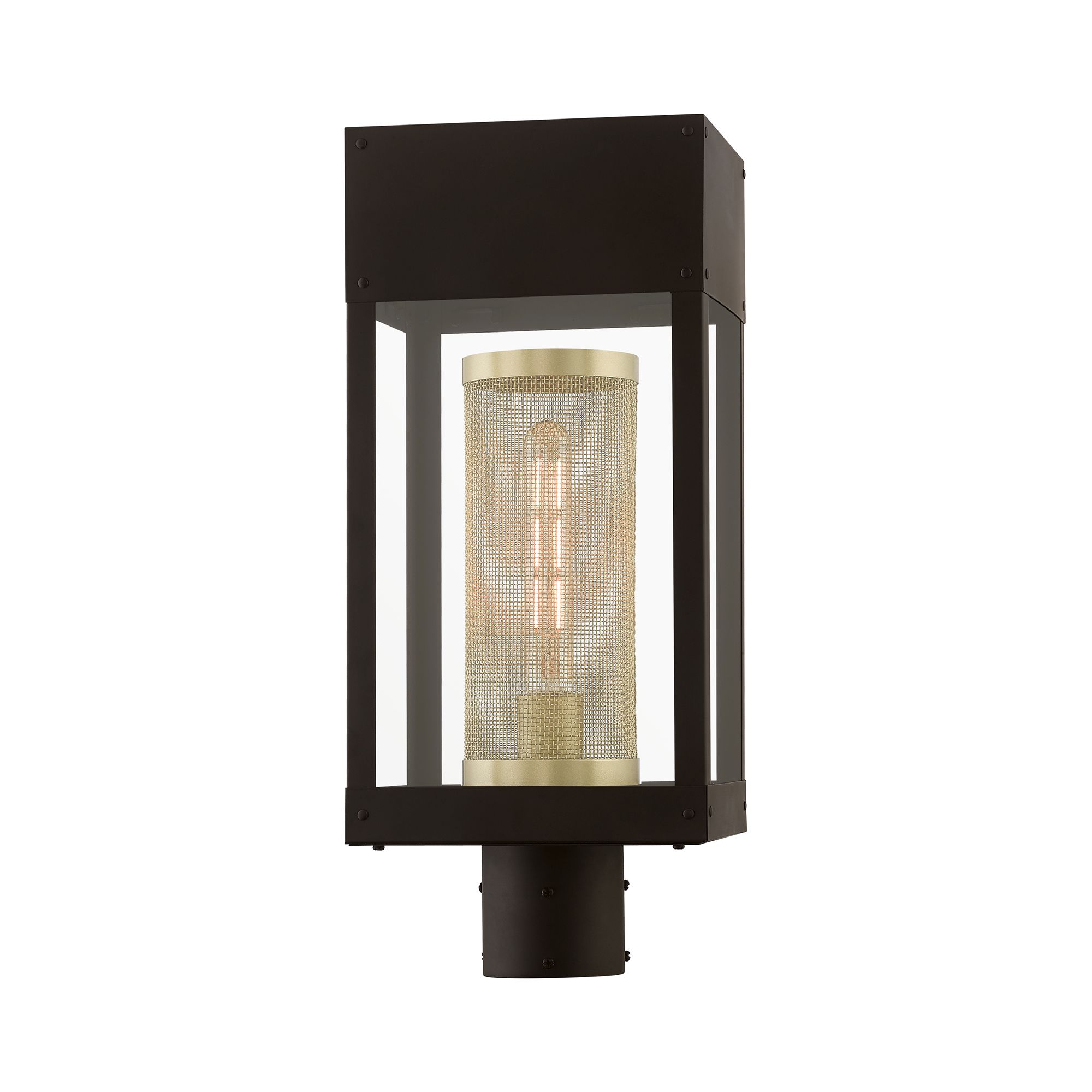 Image 6 1 Light Bronze with Soft Gold Candle Outdoor Post Top Lantern more views
