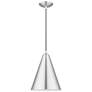 1 Light Brushed Aluminum Cone Pendant with Polished Chrome Accents