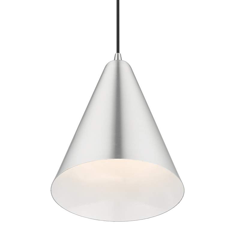 Image 6 1 Light Brushed Aluminum Cone Pendant with Polished Chrome Accents more views