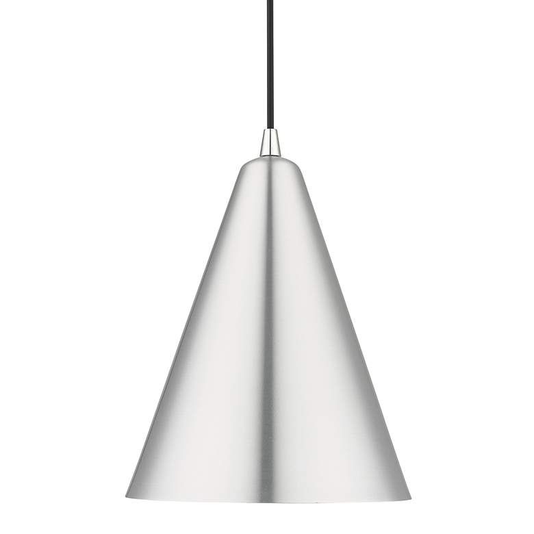 Image 7 1 Light Brushed Aluminum Cone Pendant with Polished Chrome Accents more views
