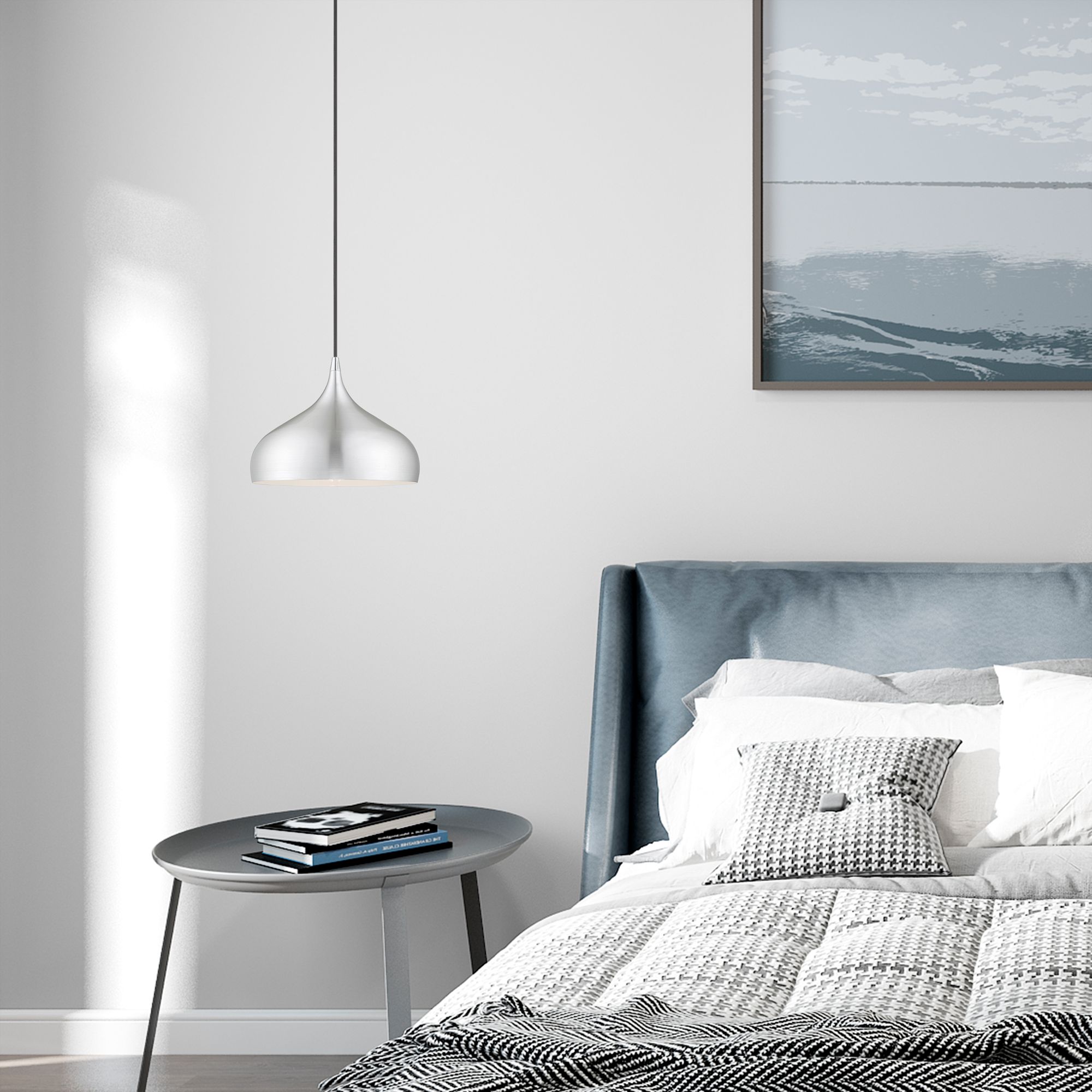 1 Light Brushed Aluminum Mini Pendant