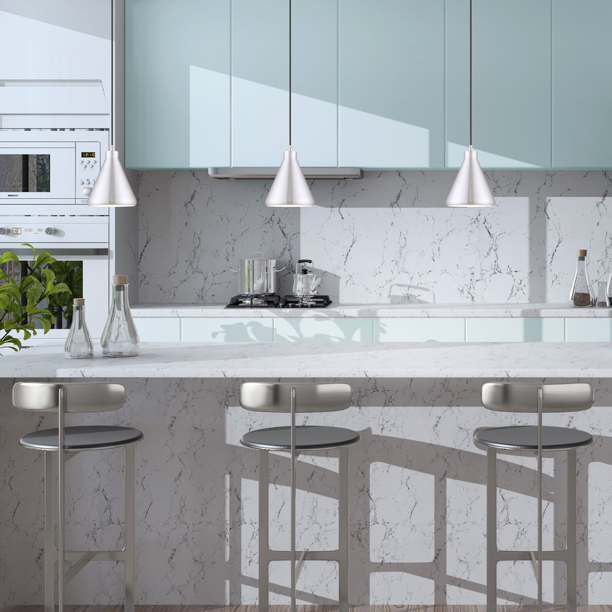 1 Light Brushed Aluminum Mini Pendant