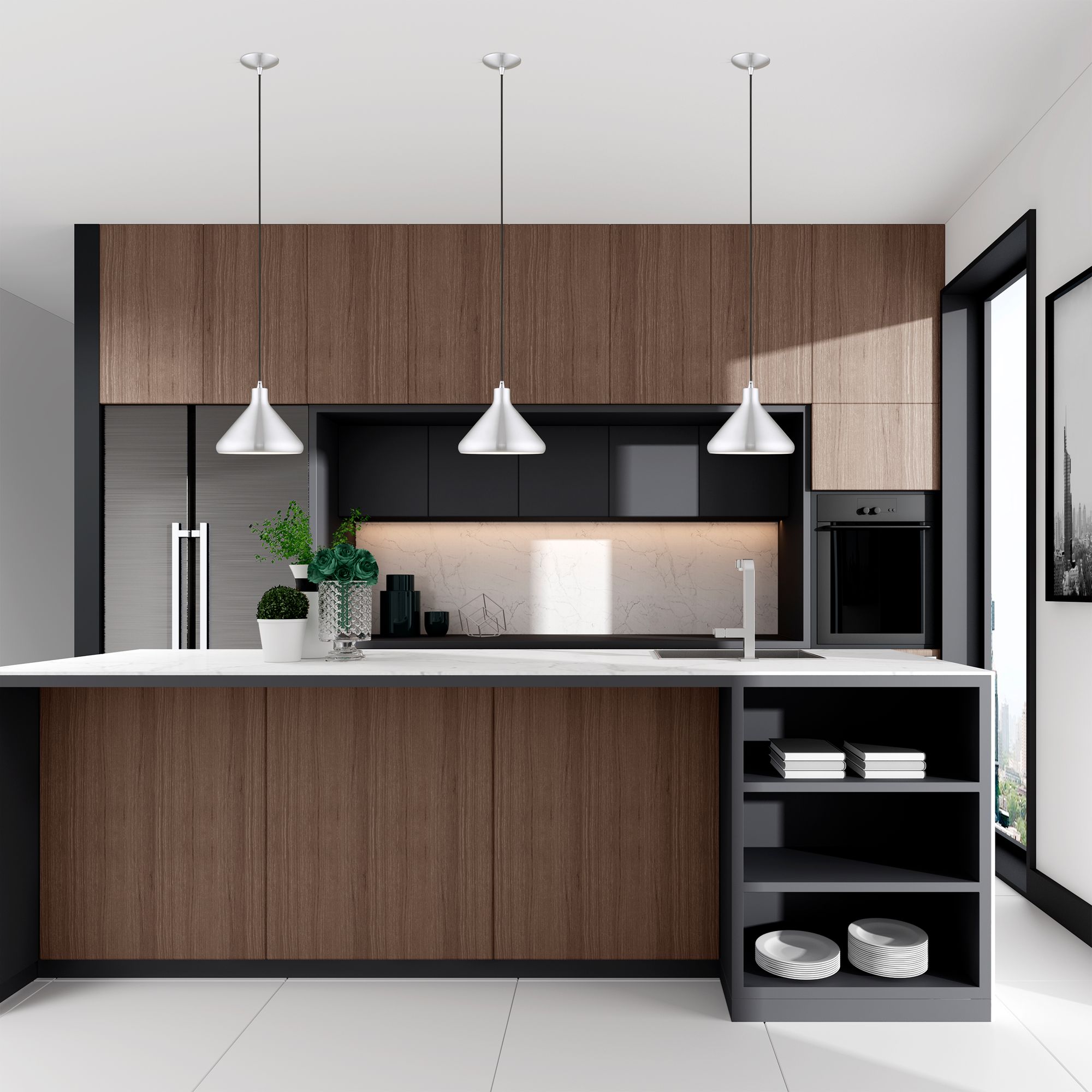 1 Light Brushed Aluminum Mini Pendant