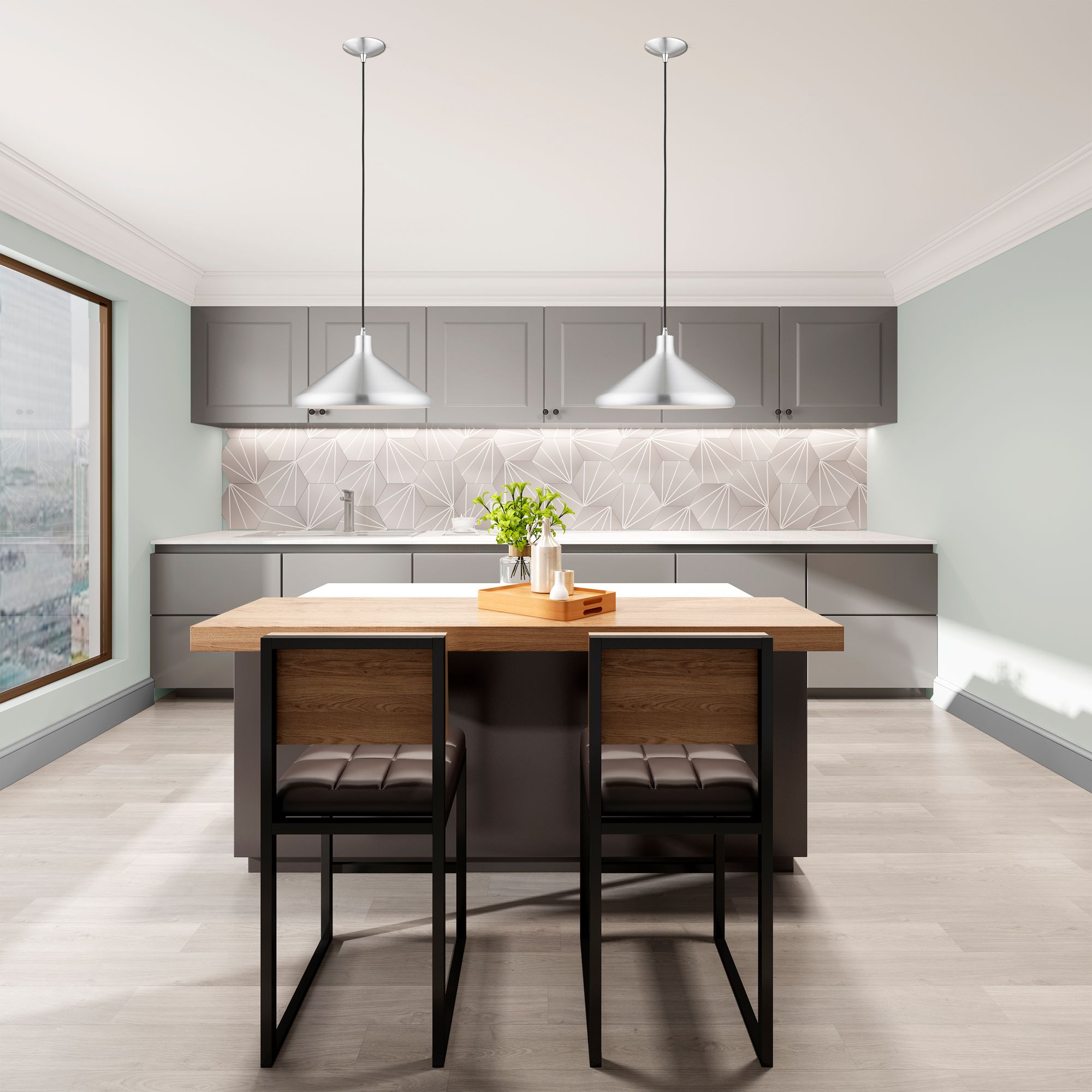 1 Light Brushed Aluminum Mini Pendant