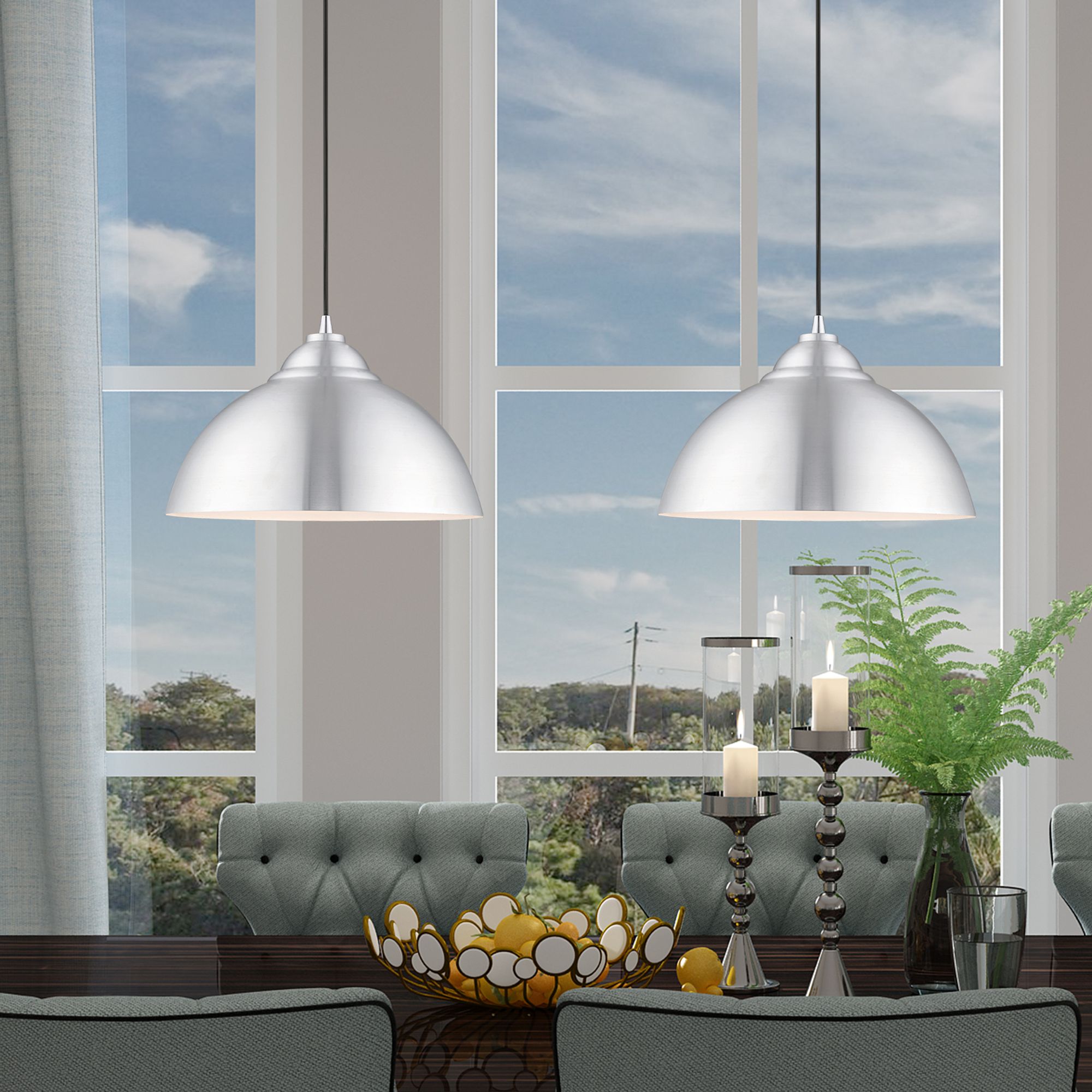 1 Light Brushed Aluminum Mini Pendant