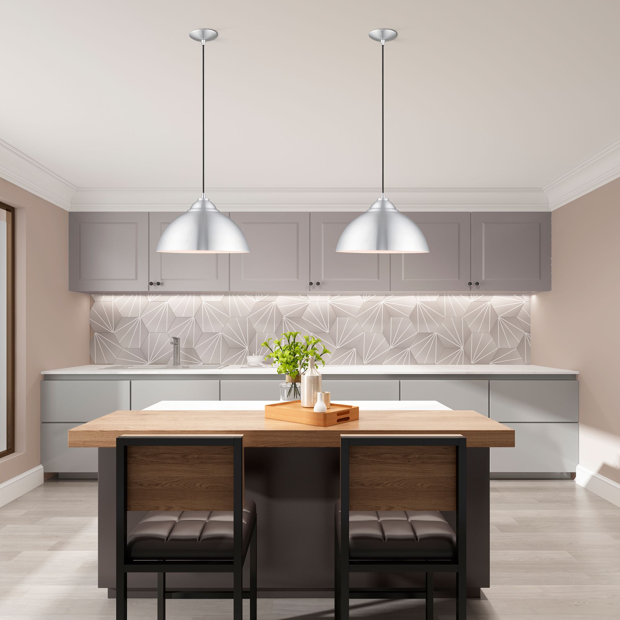 1 Light Brushed Aluminum Mini Pendant