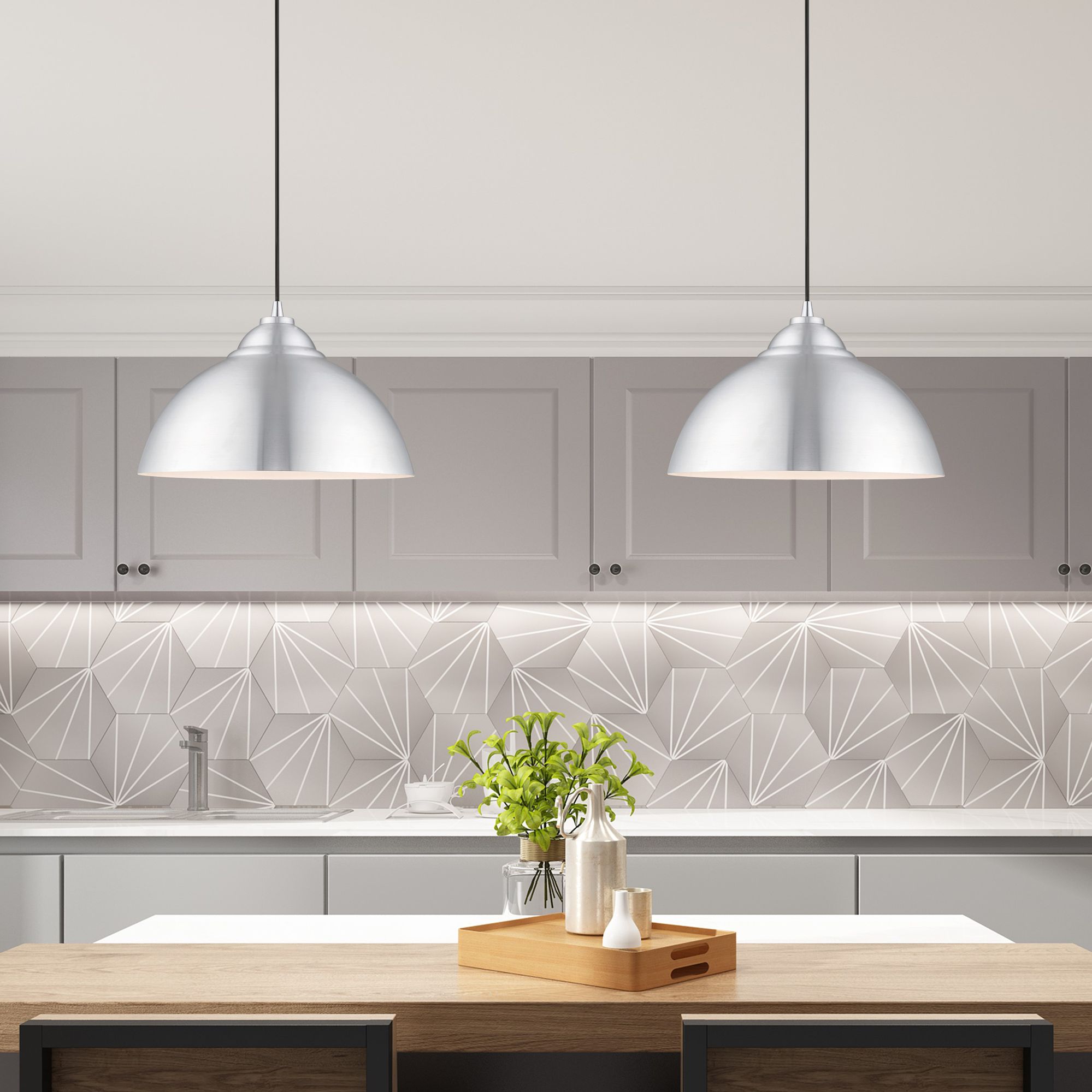 1 Light Brushed Aluminum Mini Pendant