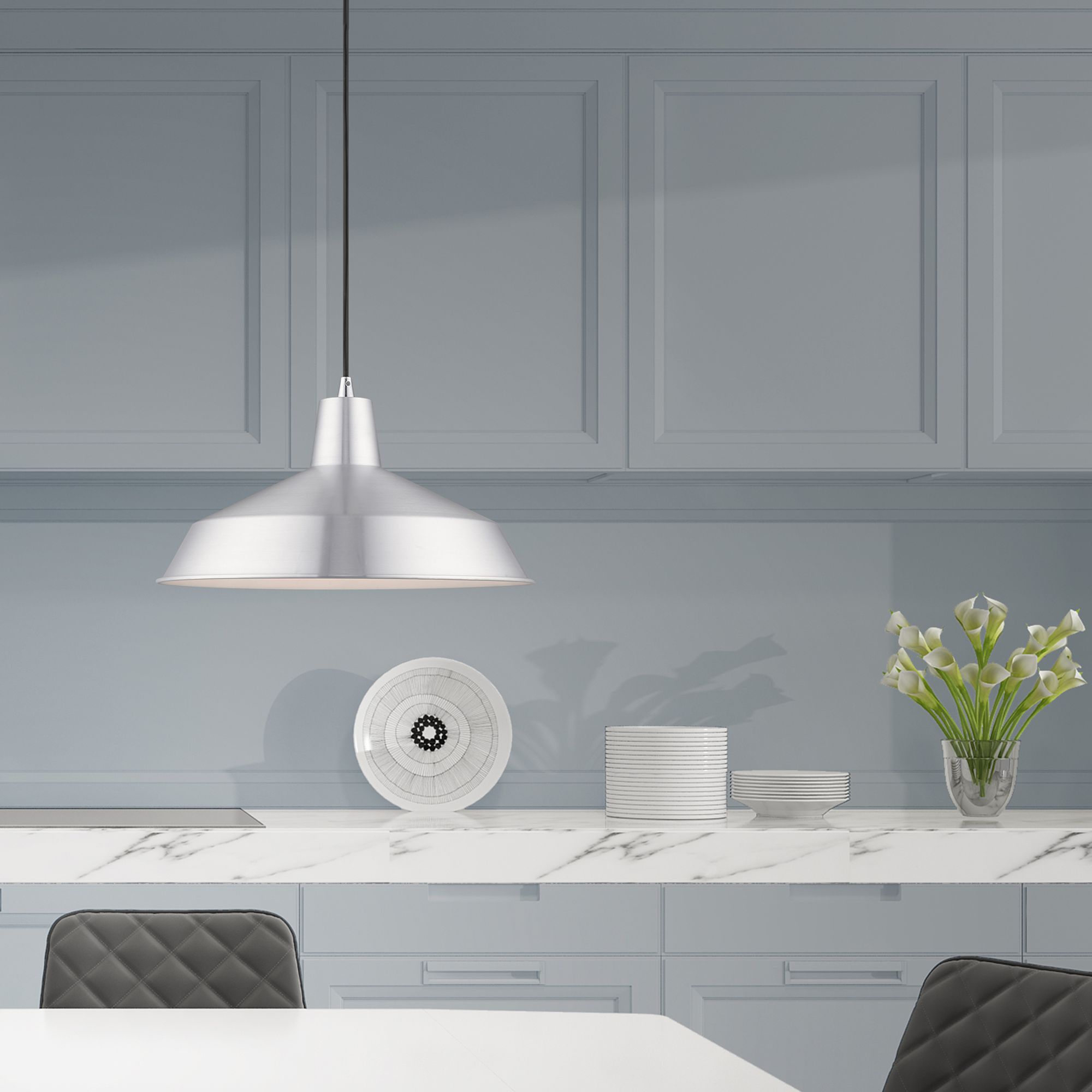 1 Light Brushed Aluminum Mini Pendant