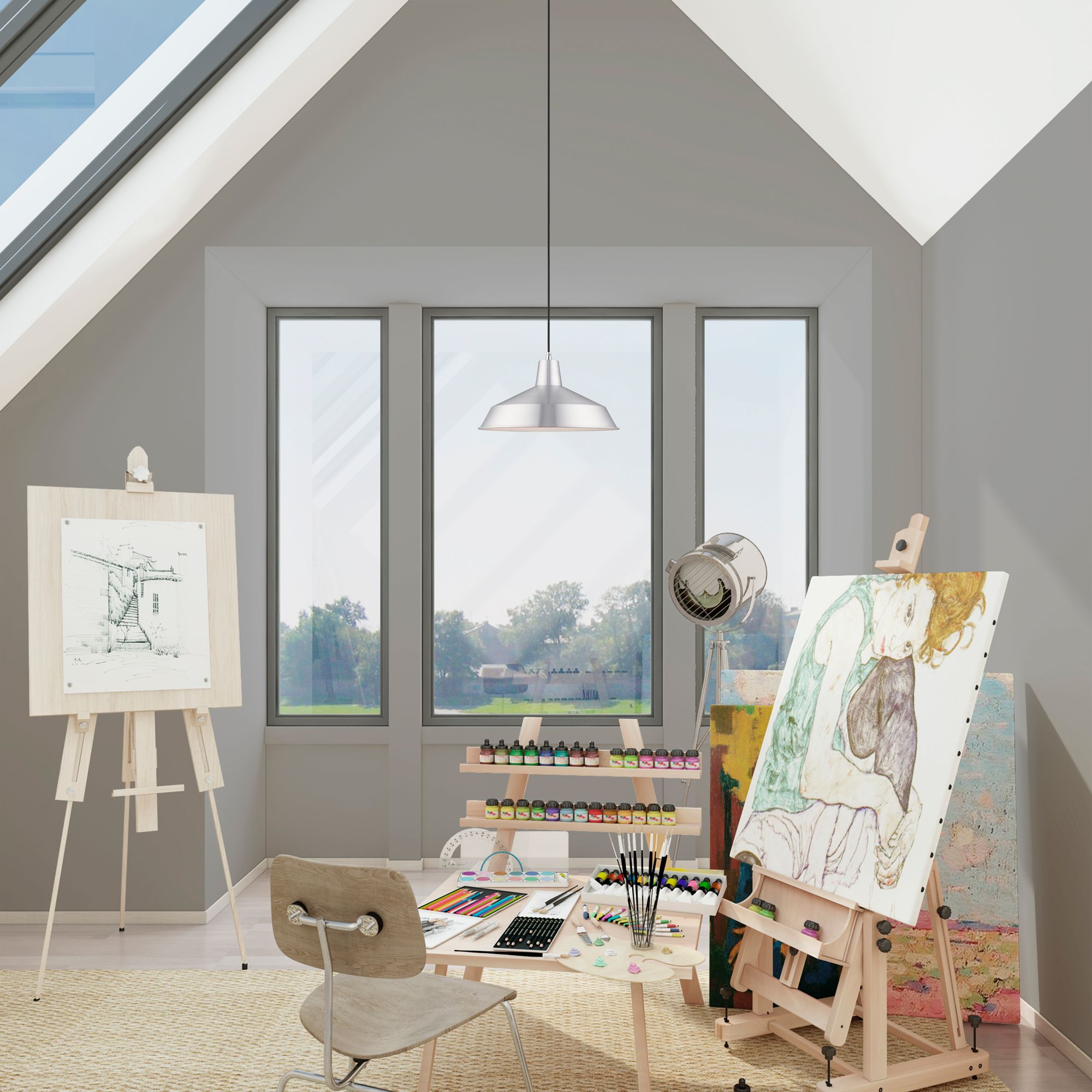 1 Light Brushed Aluminum Mini Pendant