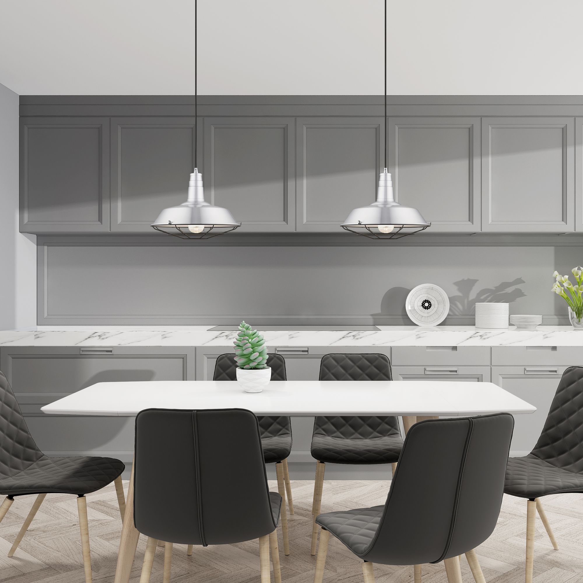 1 Light Brushed Aluminum Mini Pendant