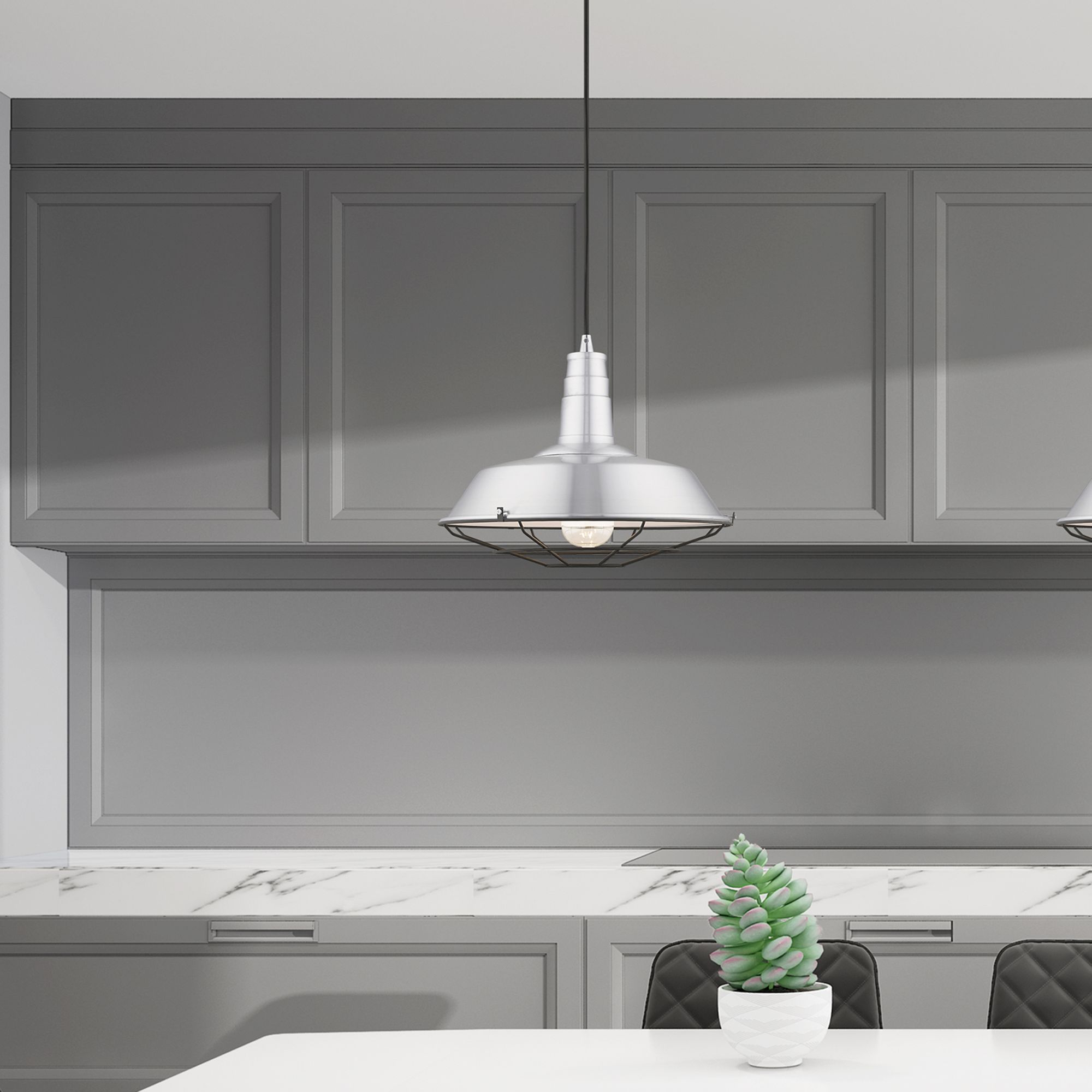 1 Light Brushed Aluminum Mini Pendant