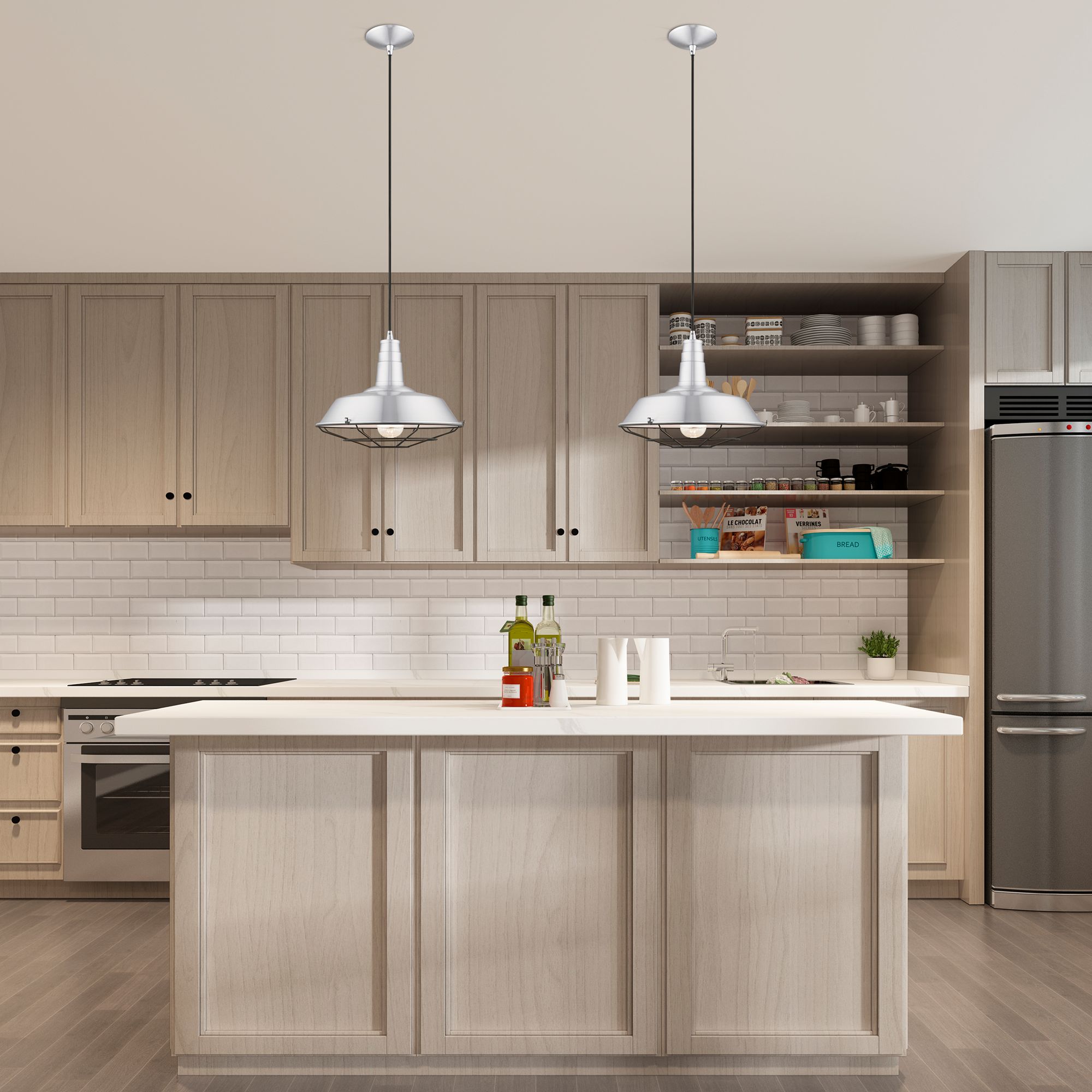 1 Light Brushed Aluminum Mini Pendant