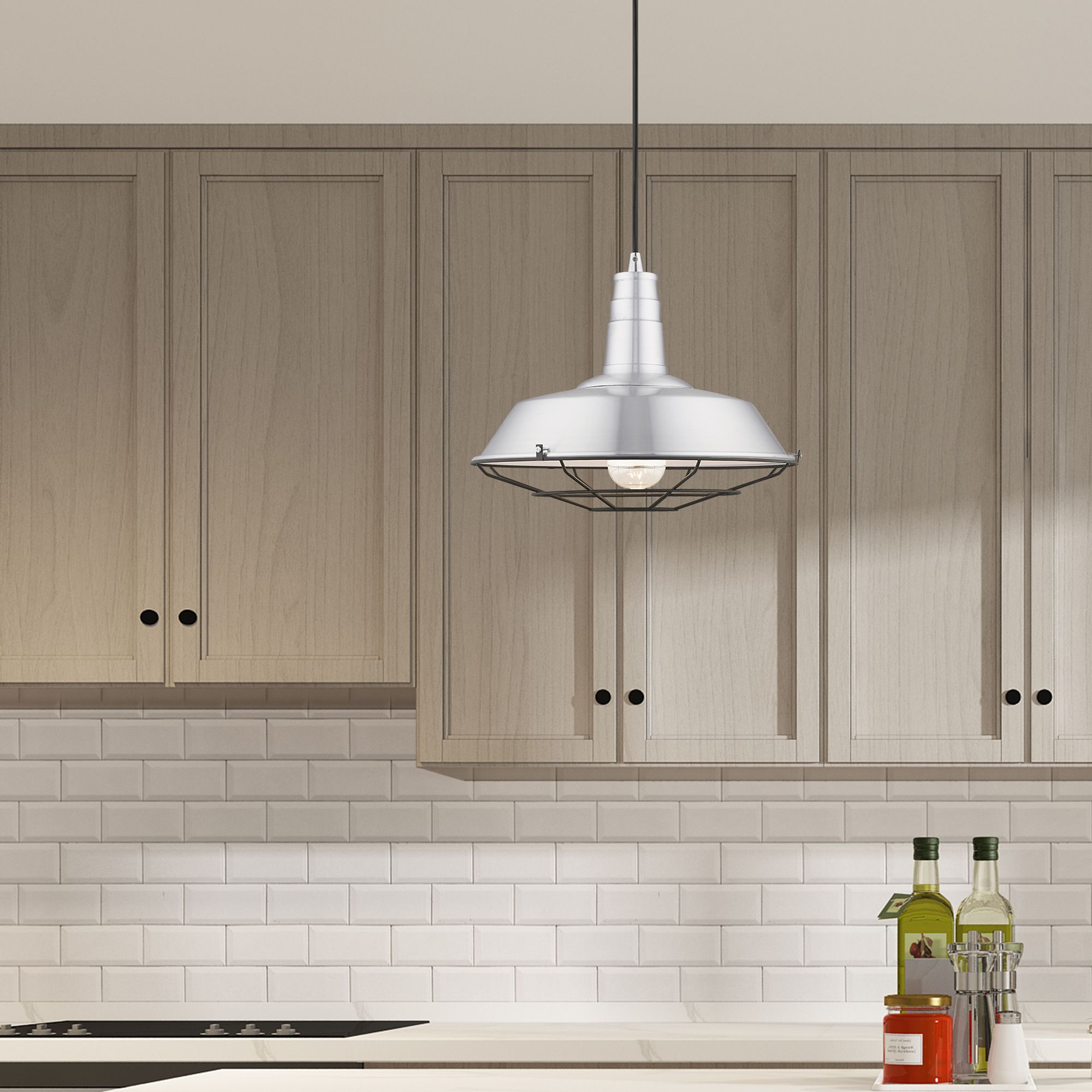 1 Light Brushed Aluminum Mini Pendant