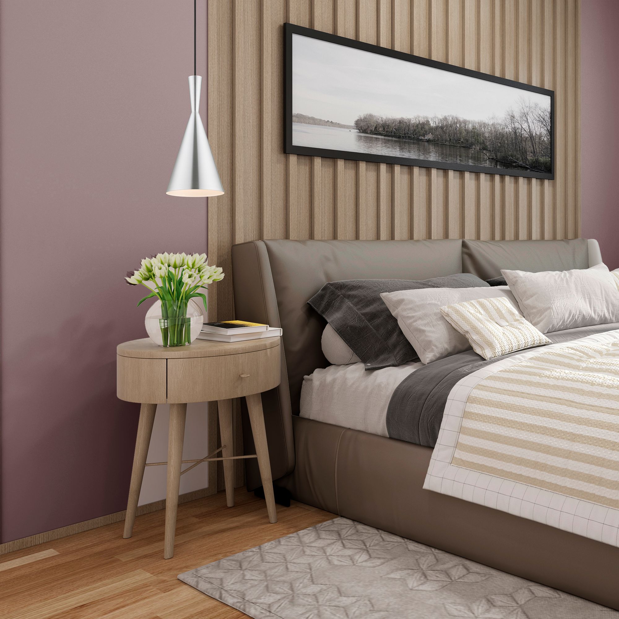 1 Light Brushed Aluminum Mini Pendant