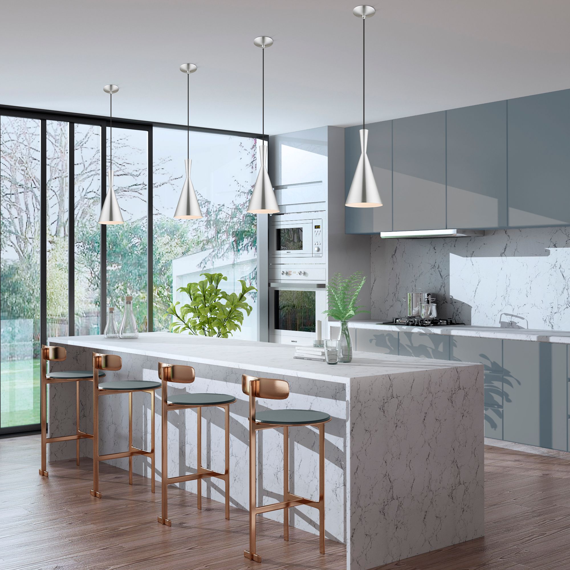 1 Light Brushed Aluminum Mini Pendant