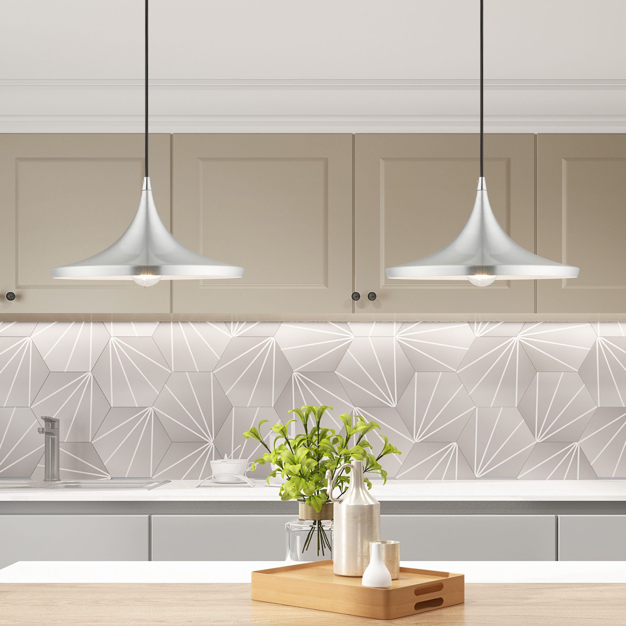 1 Light Brushed Aluminum Mini Pendant