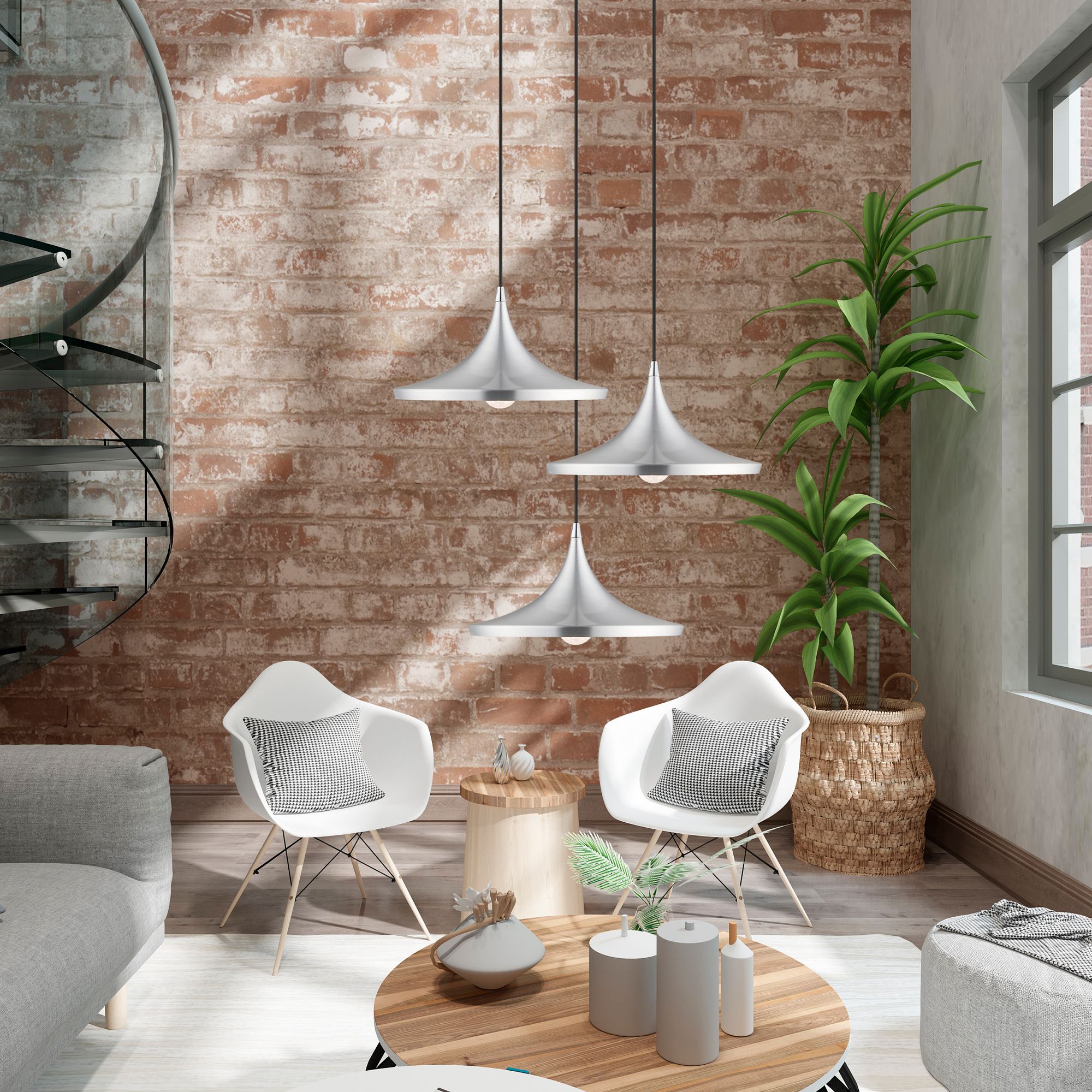 1 Light Brushed Aluminum Mini Pendant