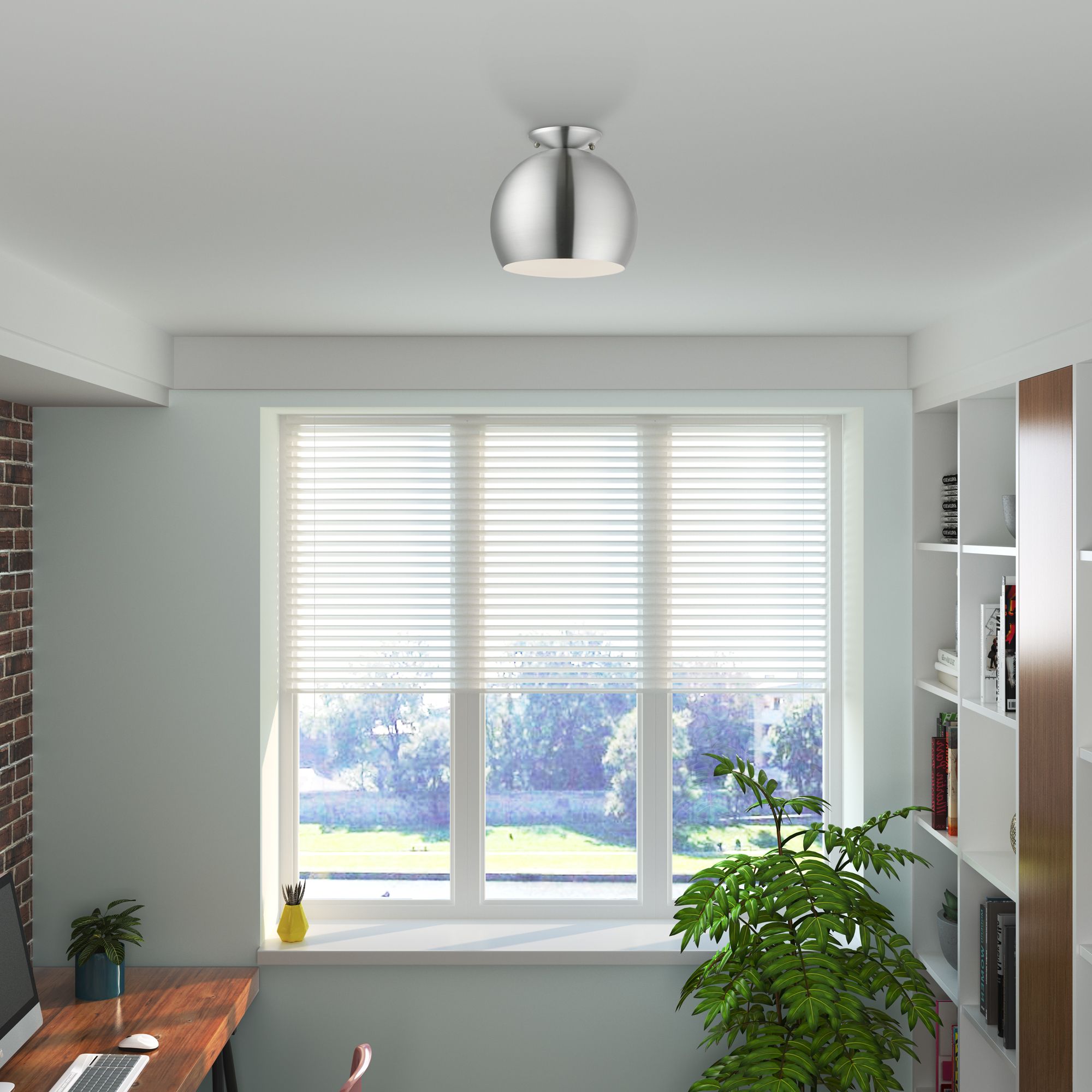 Image 7 1 Light Brushed Aluminum Semi-Flush more views