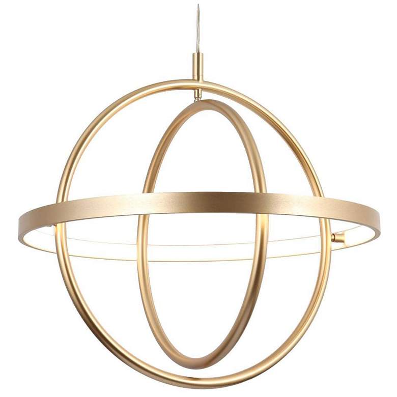 Image 1 1-light Brushed Gold Aluminum Globe Chandeliers LED