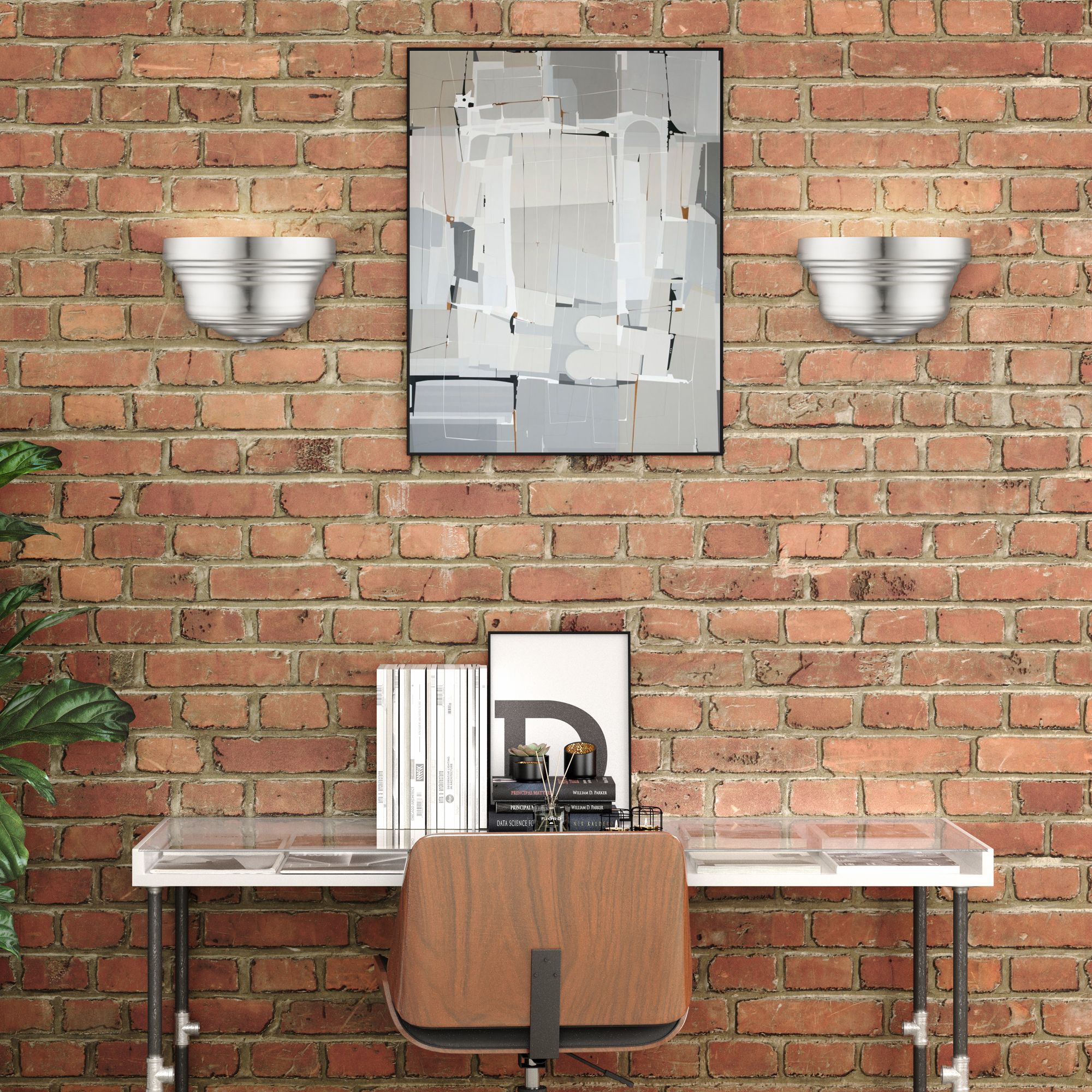 1 Light Brushed Nickel ADA Sconce with Gold Finish Inside