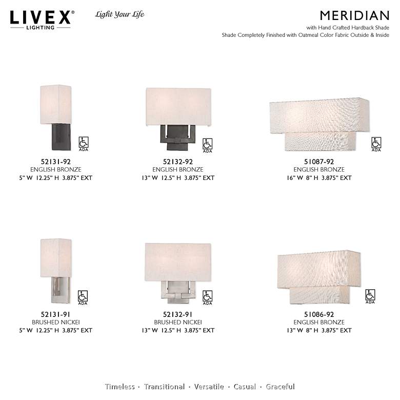 Image 7 1 Light Brushed Nickel ADA Wall Sconce more views