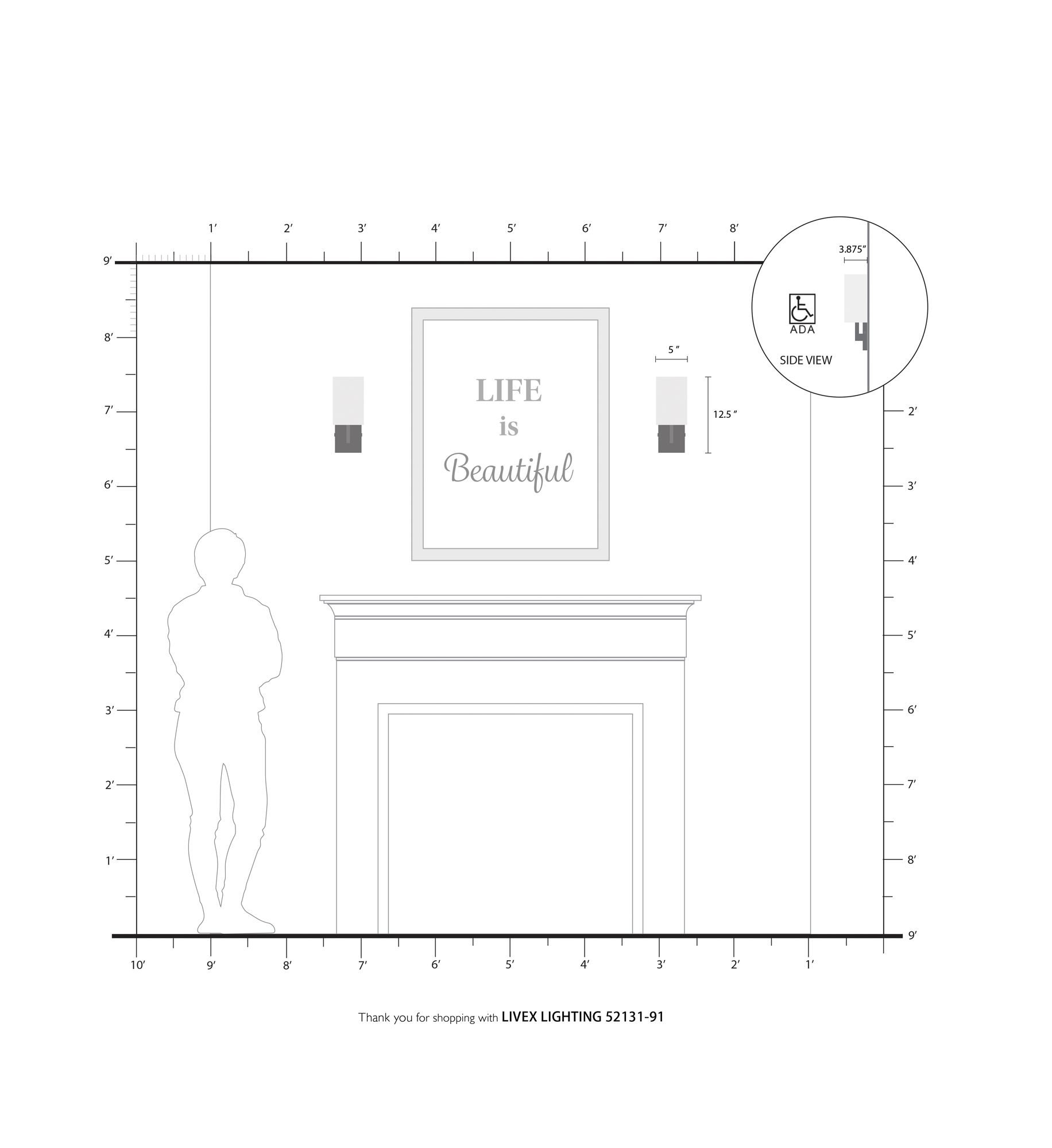 1 Light Brushed Nickel ADA Wall Sconce