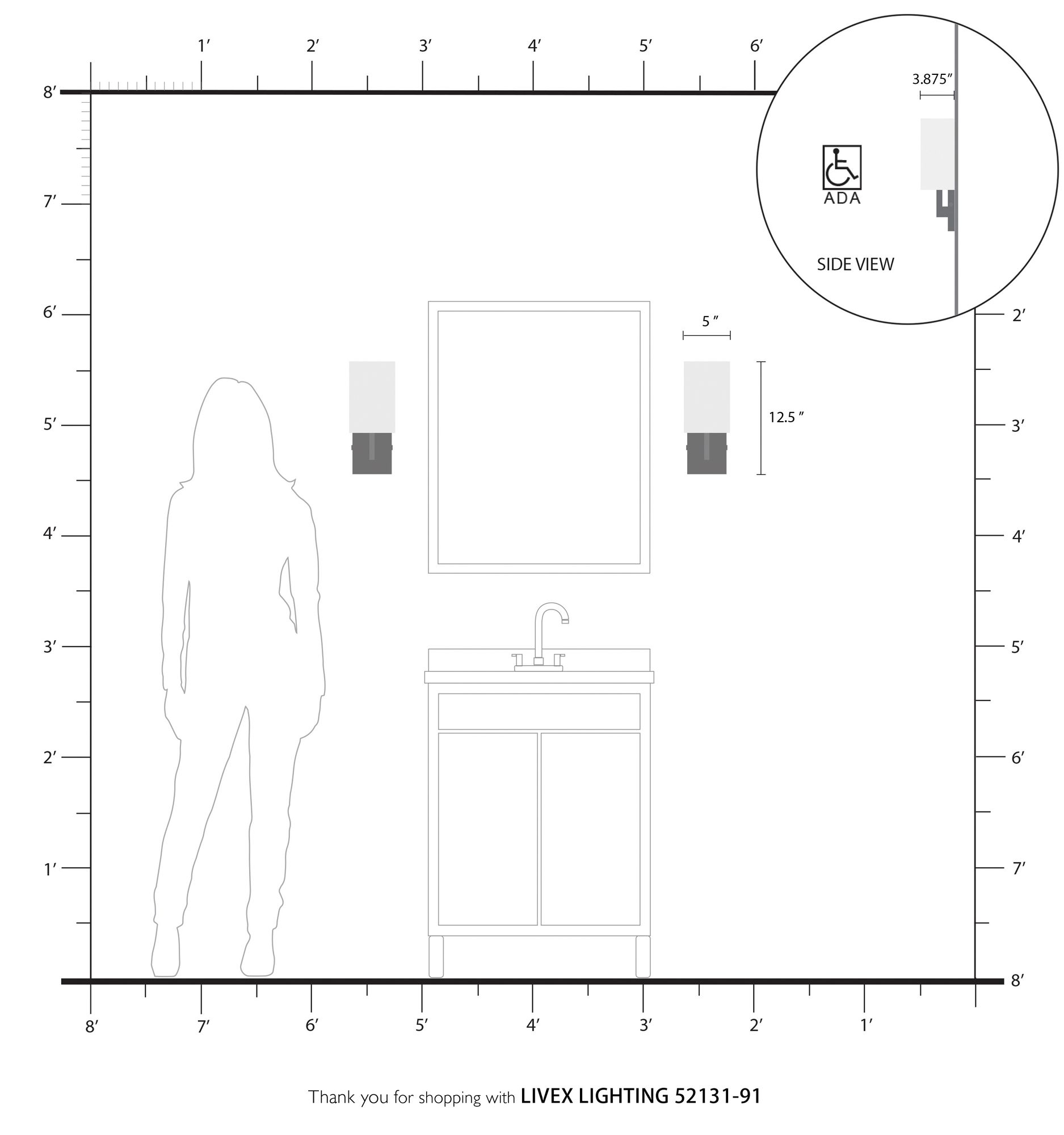 1 Light Brushed Nickel ADA Wall Sconce