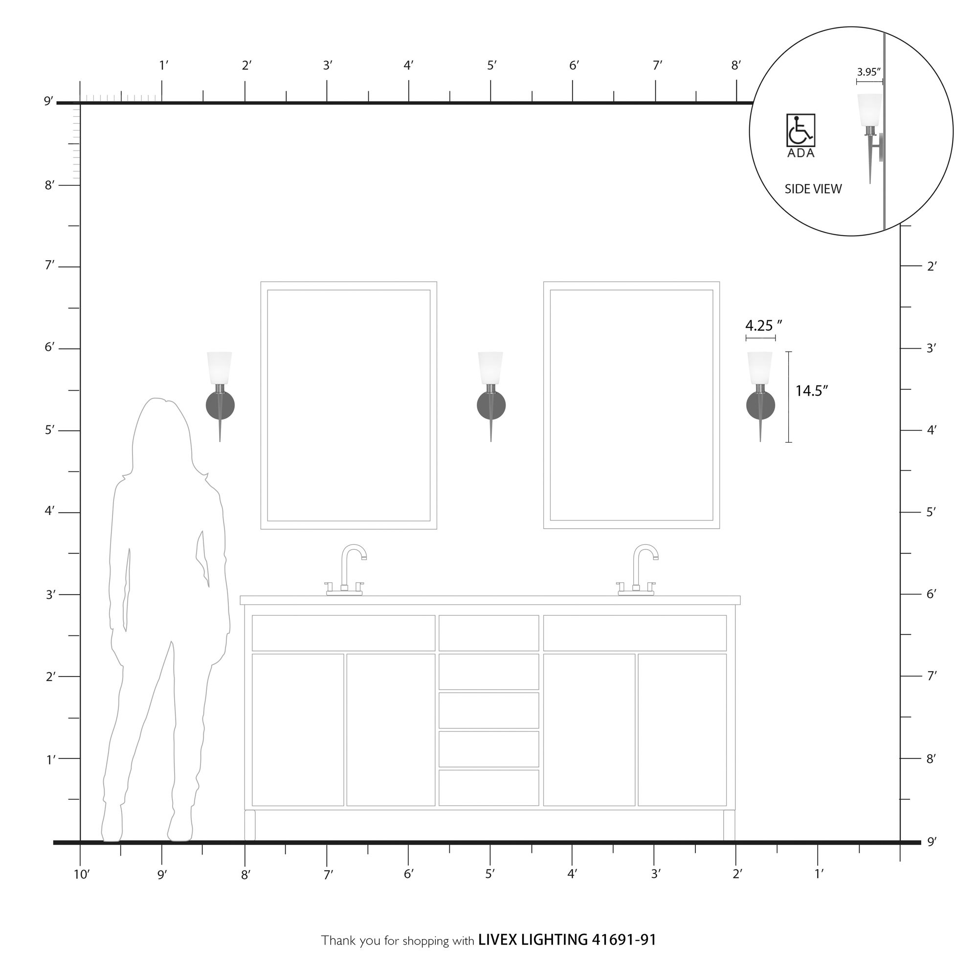 1 Light Brushed Nickel ADA Wall Sconce