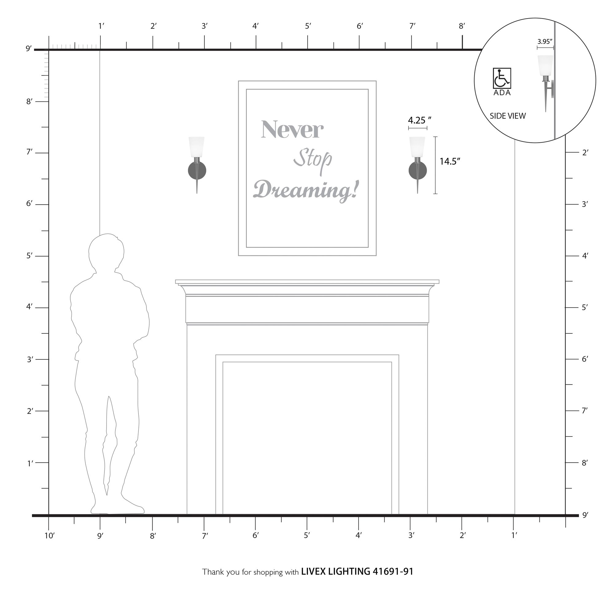 1 Light Brushed Nickel ADA Wall Sconce